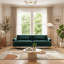 Canapé de luxe en velours émeraude avec accents dorés - Canapé moderne à 3 places avec coussins moelleux, parfait pour le salon et le bureau