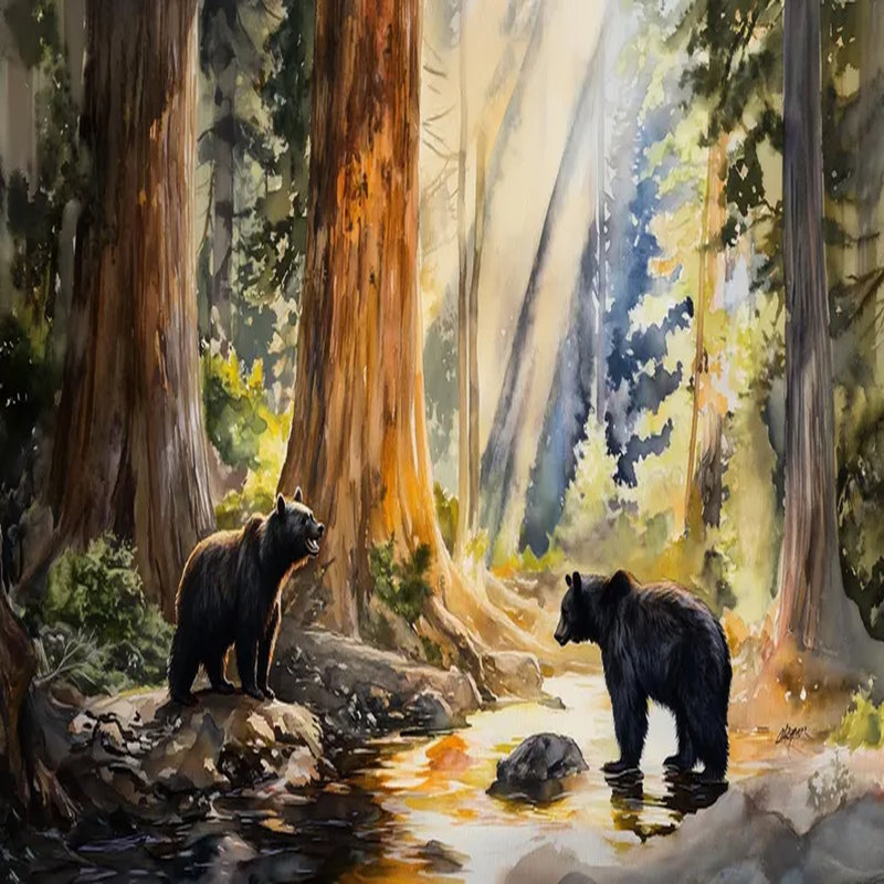 Forest Encounter With Bears, 117.96" L x 236" W