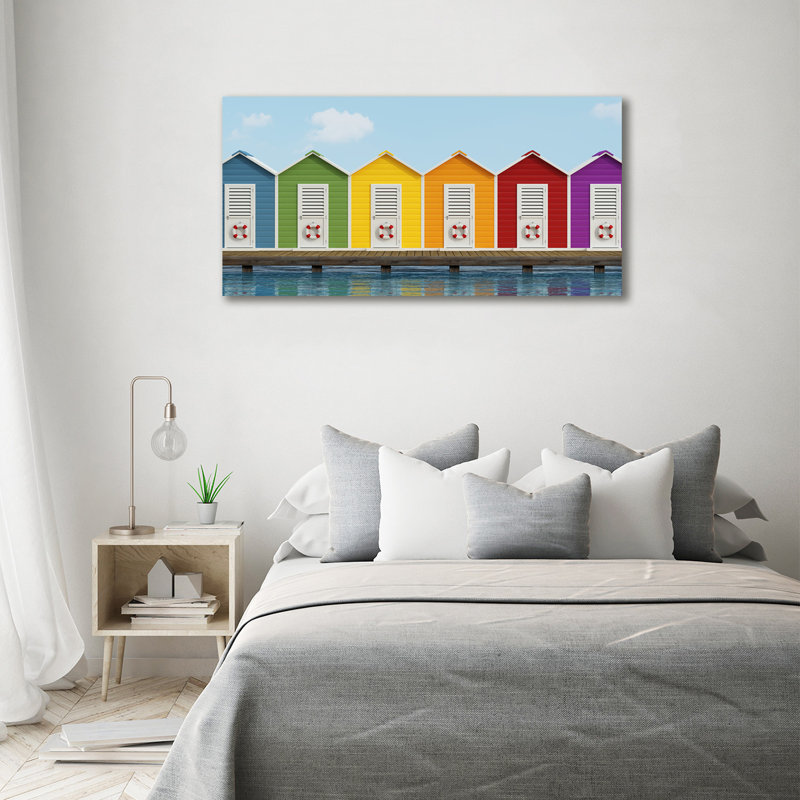 Beach cabins 1 Piece Wall Art, 70cm H x 140cm W x 2cm D, Canvas