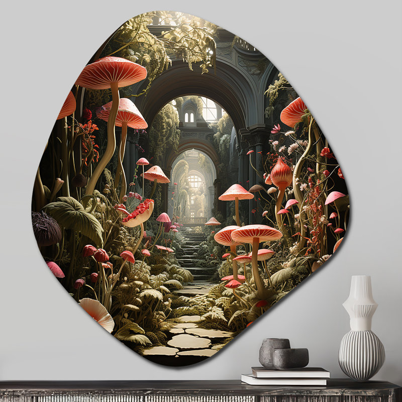 «Mushroom The Secret Garden», art mural asymétrique en métal en forme de nébuleuse, H 28 po x l 25 po x P 1 po