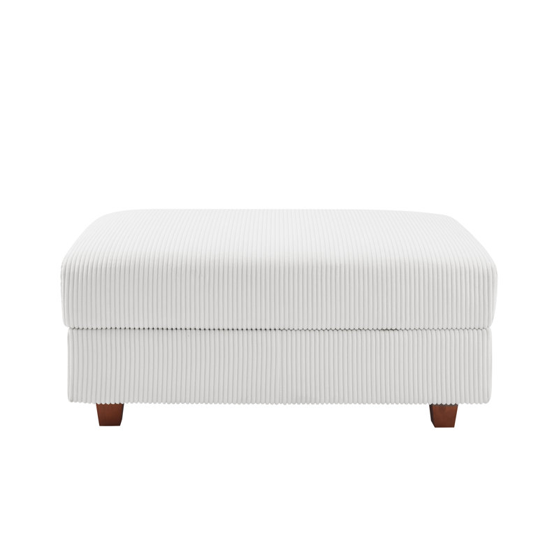 41" Wide Upholstered Ottoman With Storage For Living Room, Cream