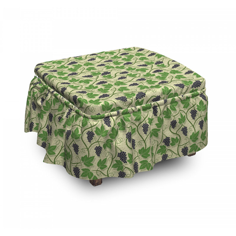 Housse pour décoratif repose-pieds, Vert vignes / Indigo foncé / Beige