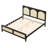 Farmhouse Wood Platform Bed with Rattan Headboard, Solid Wood Slats, Easy Assembly, Walnut/Black Finish-327339217-327339218