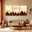 «Abstract Mountain Landscape Sunset Sky Reflections», ensemble de 3 impressions sur toile-867406363