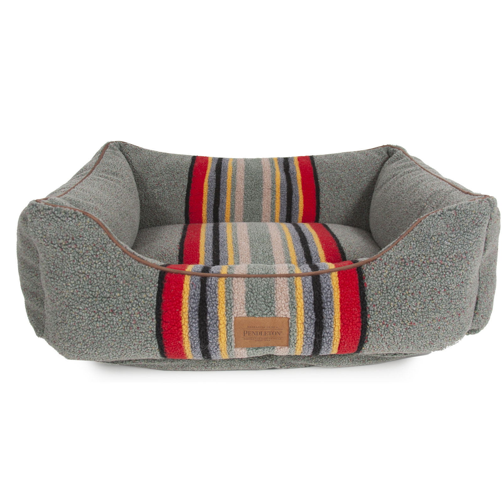 Yakima Striped Pet Bed, Medium ( 30"W x 24" D x 9" H), Green Striped Sherpa