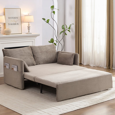 Canapé-lit moderne en molleton convertible 2-en-1, beige