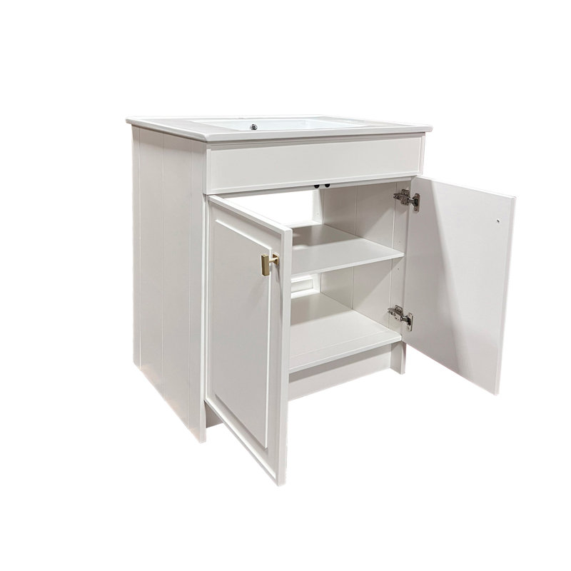 SmartFold 31" Single Bathroom Vanity with Top, Brushed Gold