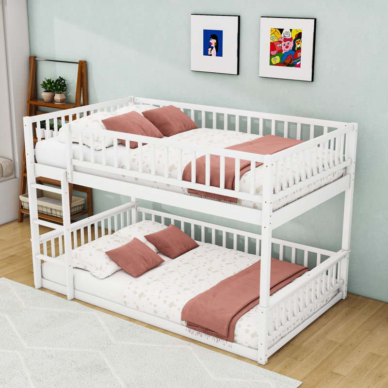 Lit superposé grand sur grand avec motif détachable et échelle, Blanc