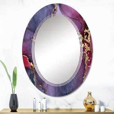 Mauve luxueux abstrait fluide Art II - miroir mural moderne