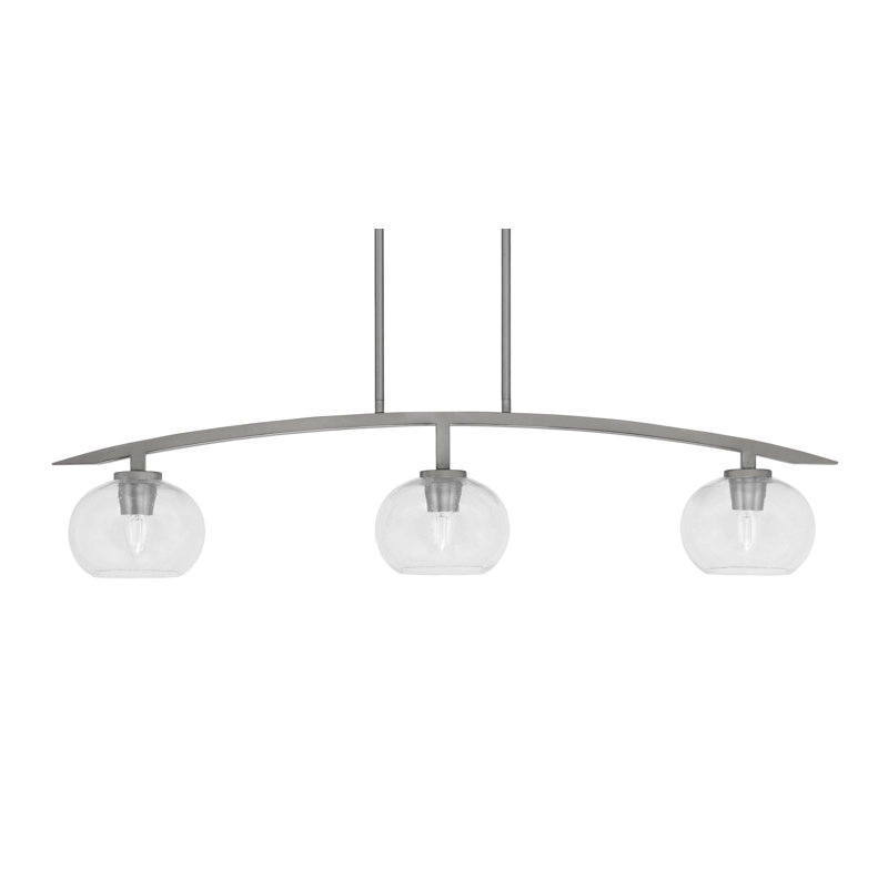 Kurve 3 Light Island Light Shown In Graphite Finish With 7" Glass, Clear