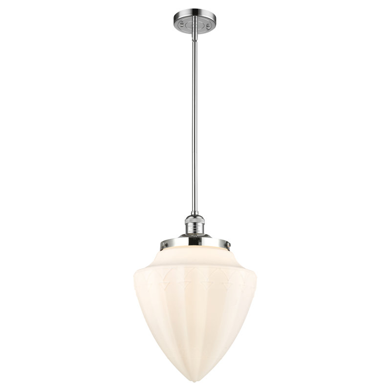 Luminaire suspendu géométrique unique 1 lumière, Chrome poli, Blanc mat