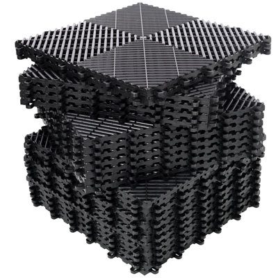 25Pcs Plastic Garage Floor Mats,15.6"X15.6" Size,Non-Slip Interlocking Plastic Garage Floor Mat,Splicing Drainage Floor Tile And Shower Mat, For Garage, Garden, Kitchen & Outdoor