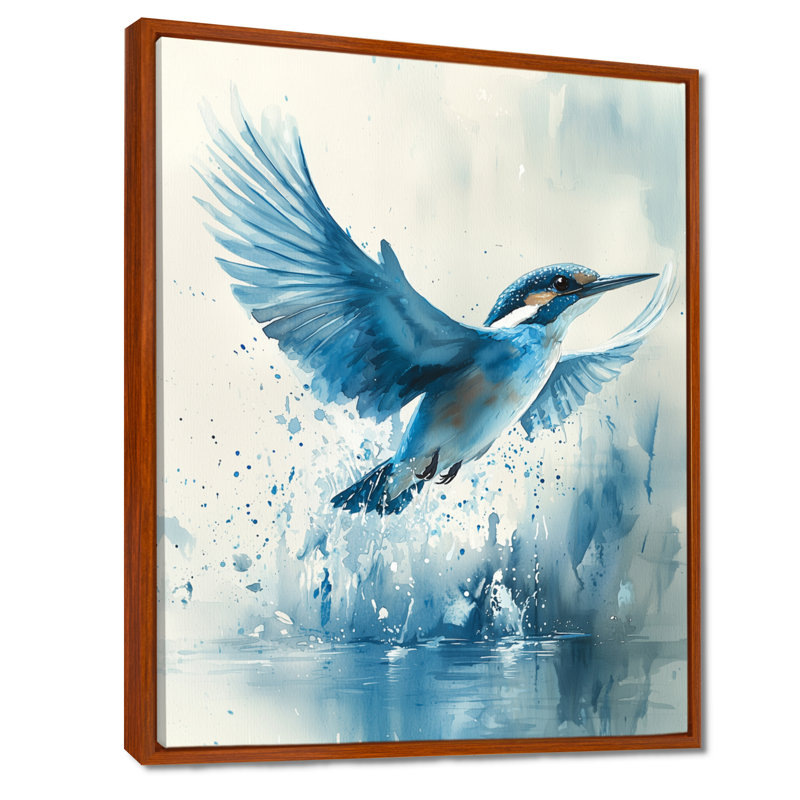 Art mural grand Webster Martin-pêcheur au-dessus de l'eau II - oiseau, H 32 po x l 24 po, Reproduction avec cadre flottant