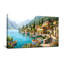 Paysages pittoresques et urbains Lake Side Village avec bateaux et fleurs-655477098