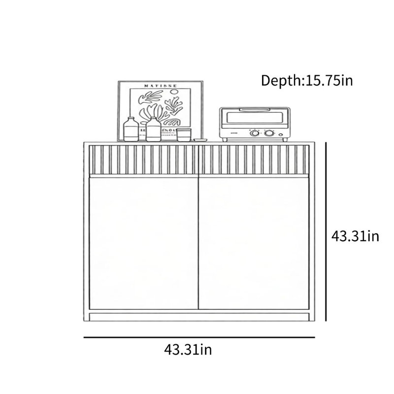 Armoire d'appoint Retro, H 43,31 po x l 43,31 po x P 15,75 po