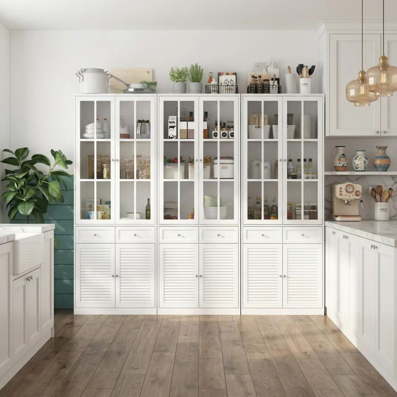 Armoire de rangement pour garde-manger Lazo de 94,5 po de largeur avec tablettes réglables