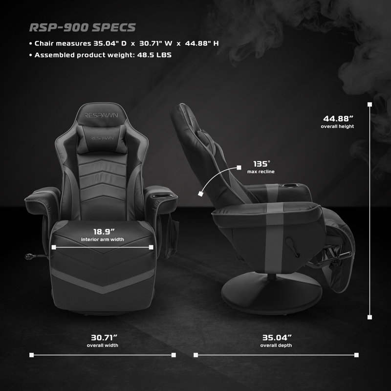 Gray Racing Style Gaming Recliner with Footrest and Cup Holder