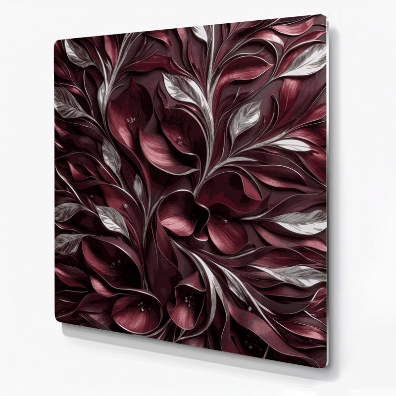 Abstract Florals 91 Red Metal Wall Art