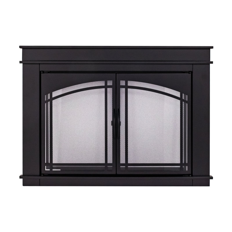 Portes de foyer en acier Guion, Moyen (H 31 po x l 38,75 po x P 1,57 po), Noir