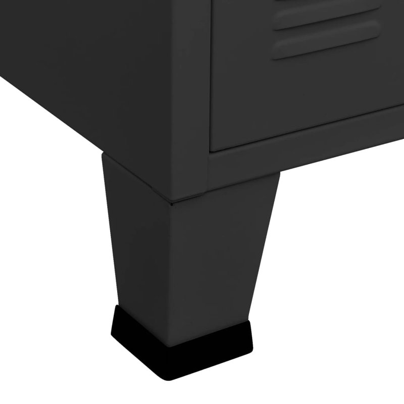 Black Metal and Glass Industrial Accent Cabinet with Tapered Legs