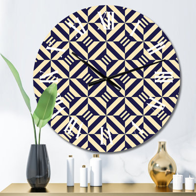 Rayures géométriques beiges et noires - Horloge murale à motifs