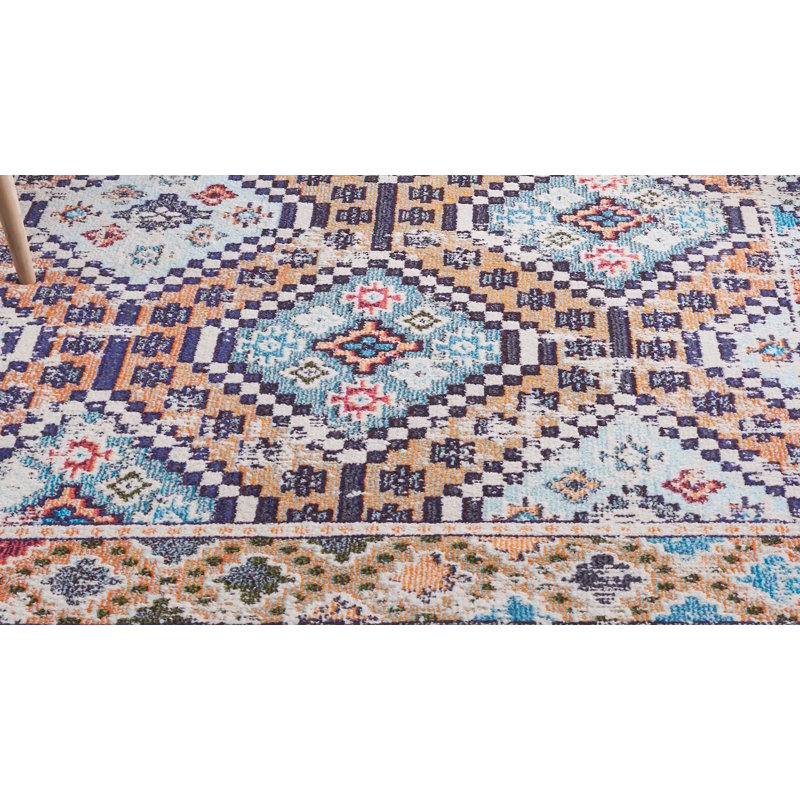 Madison Gray and Orange Hand-knotted Synthetic Runner Rug