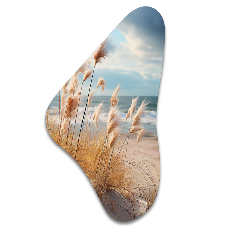 Marable Beach Photo Coastal Harmony I - Art mural en métal plage asymétrique, reproduction de sculpture murale en métal Freeform