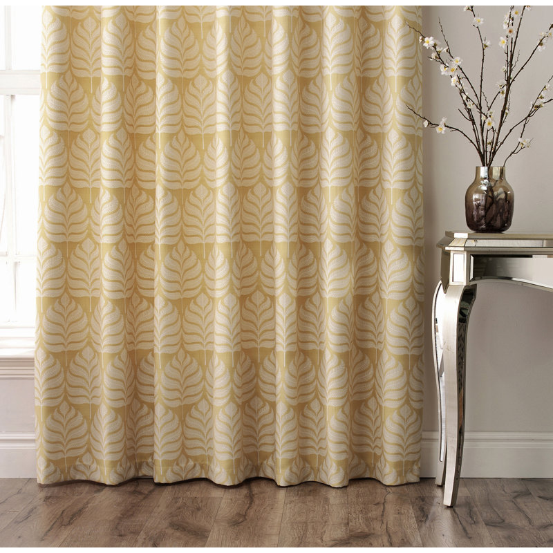 Horto Floral Eyelet Curtains, Ochre, 168 W x 137 D cm