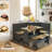 59" Chapman 3-Piece Corner Breakfast Nook Dining Set With Storage Benches – Black & Oak Finish-883926627