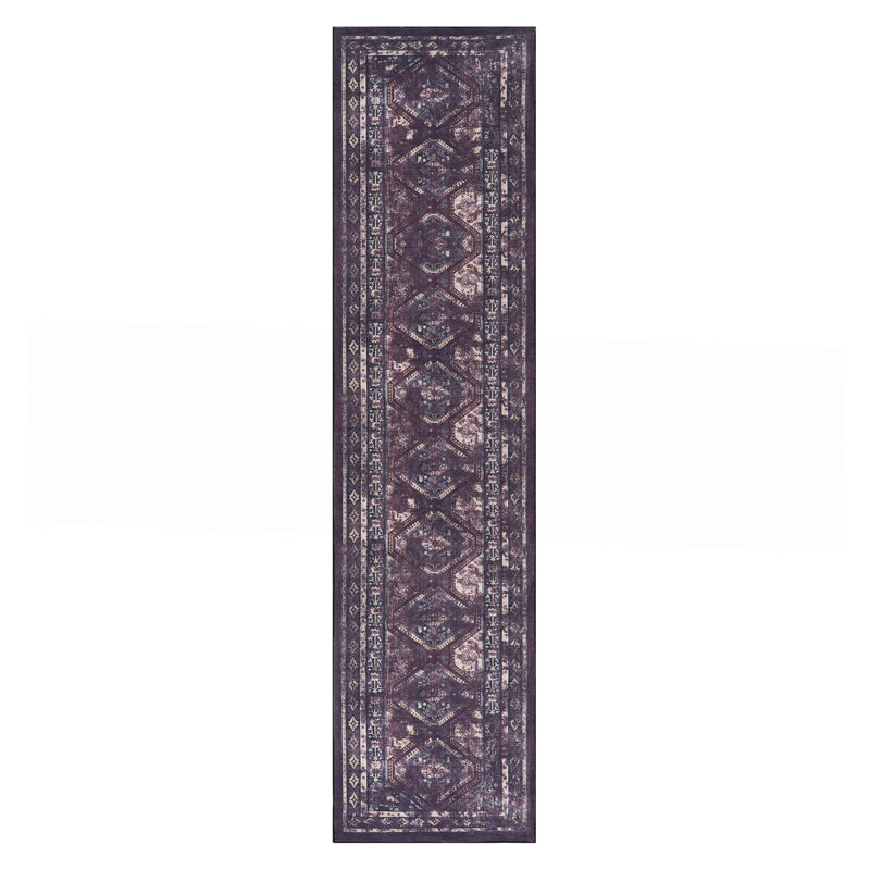 Washable Rug Area Rug (Burgundy), Runner 2'6" x 10'