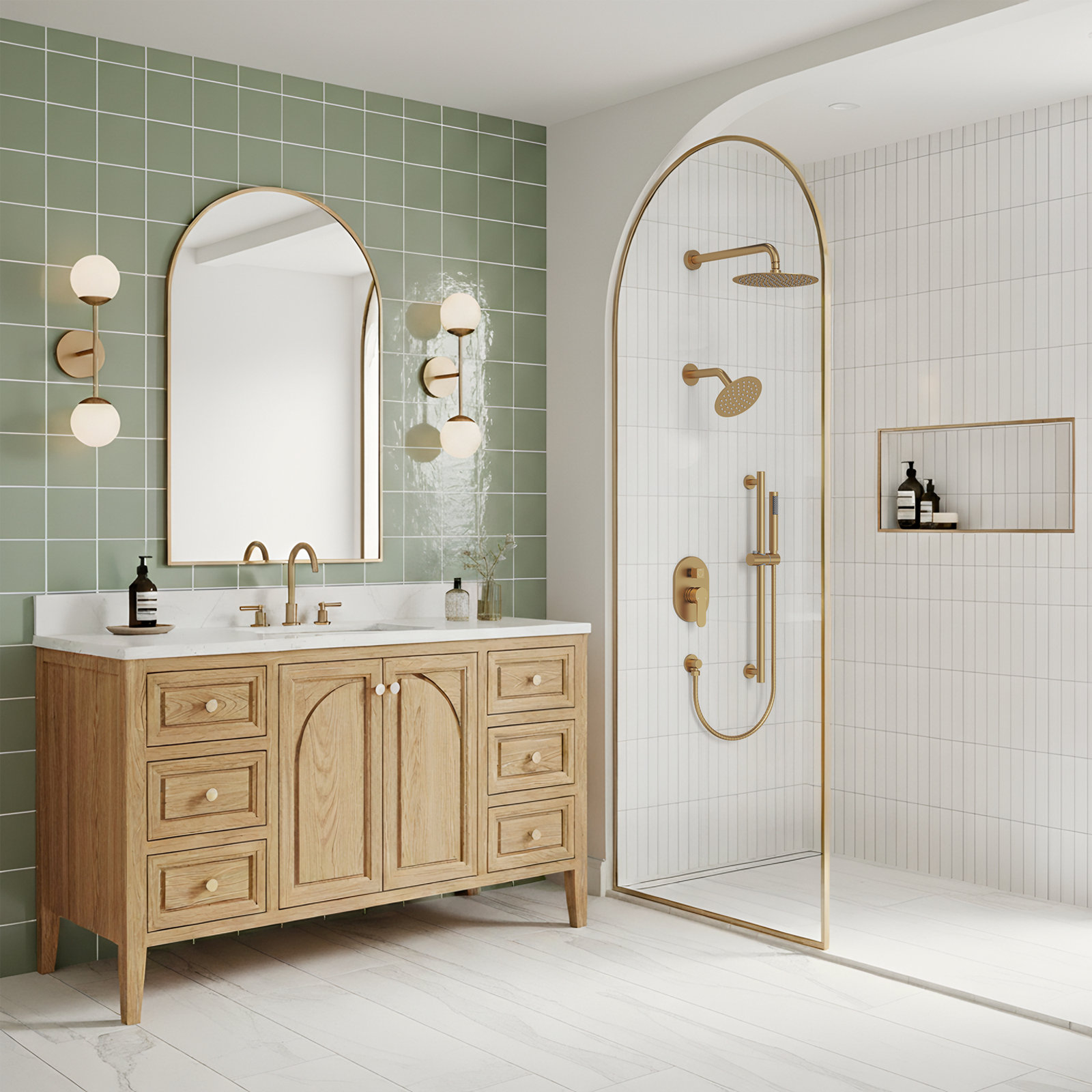 10" Dual Showerhead System with Handheld, Brushed Gold