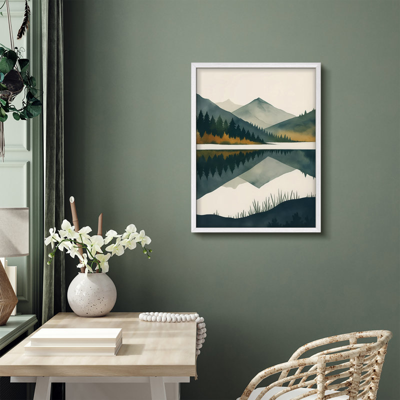 Reproduction d'art paysage encadrée pour la nature, H 14 po x l 11 po, Blanc