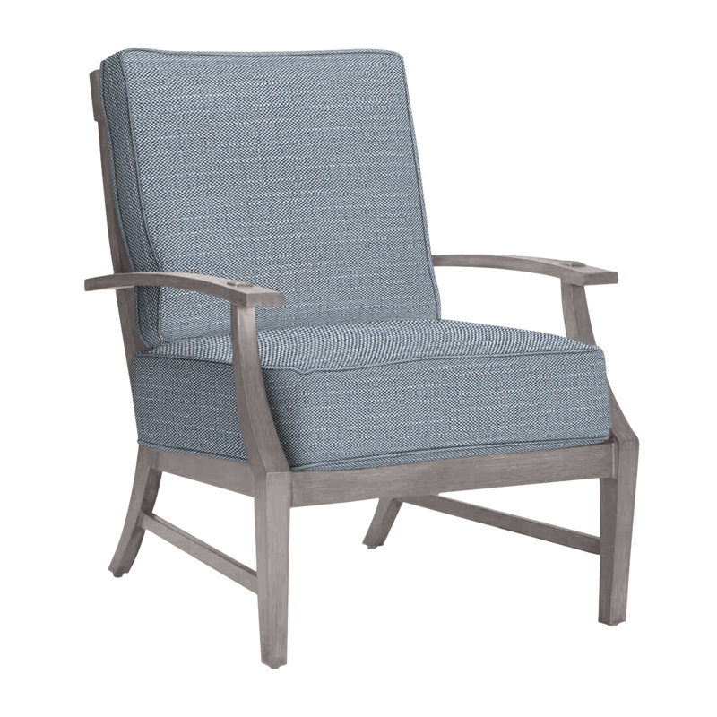 Croquet Patio Chair with Cushions, Rollo Chambray InsideOut® Linen, Welt, Oyster