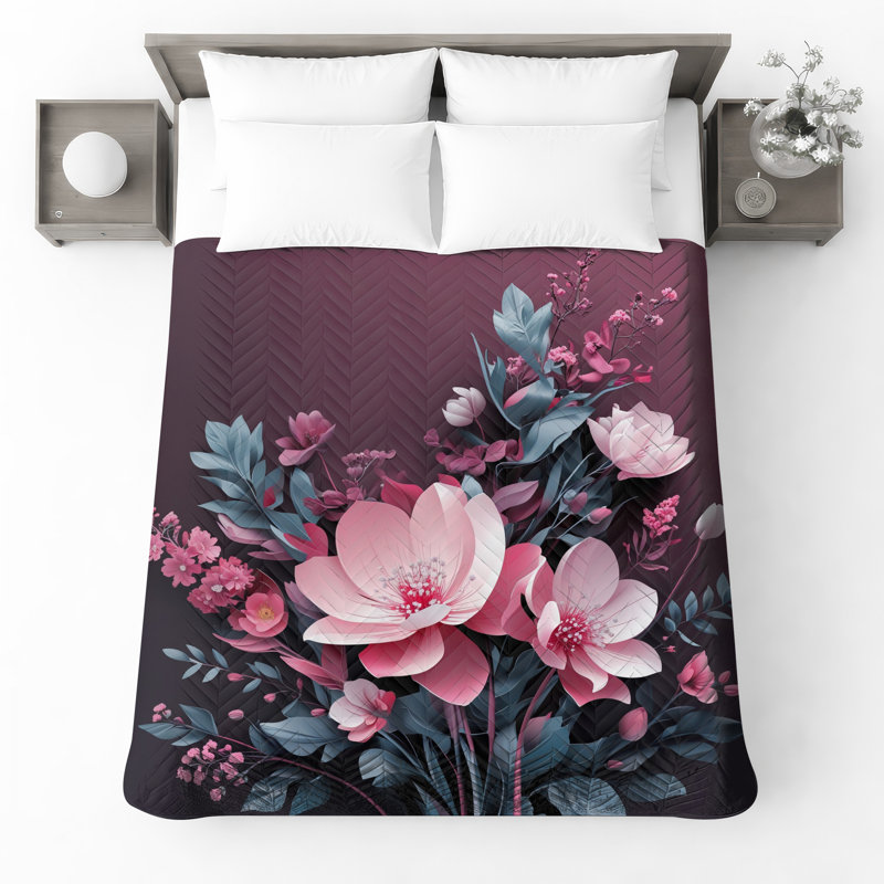 Couvre-lit floral rose, Double