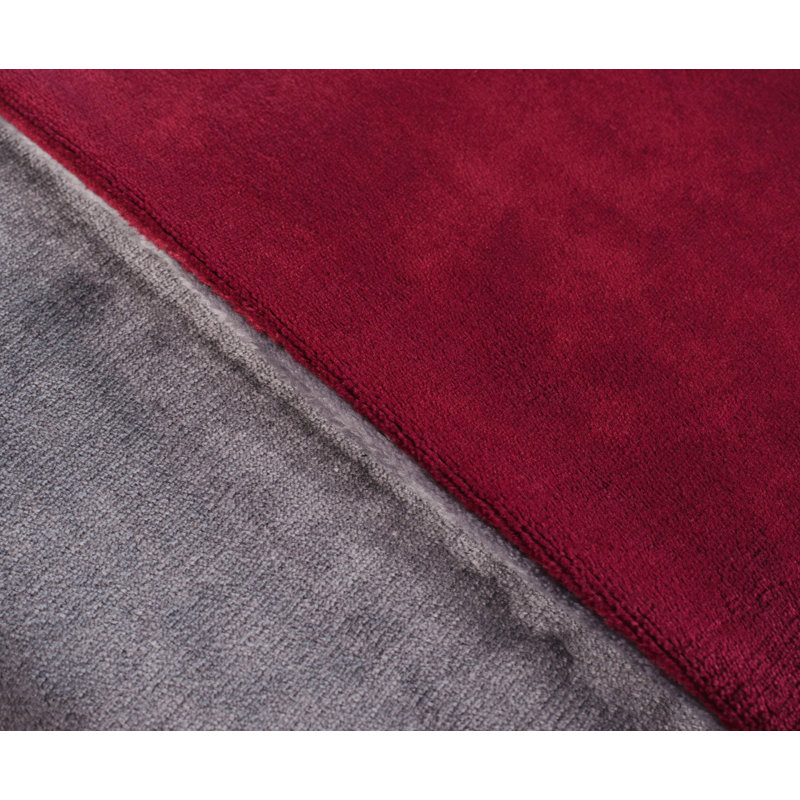 Cashmere Feeling Duvet Cover Set, Dark Red/Grey, Single - 1 Pillowcase (80 x 80 cm)