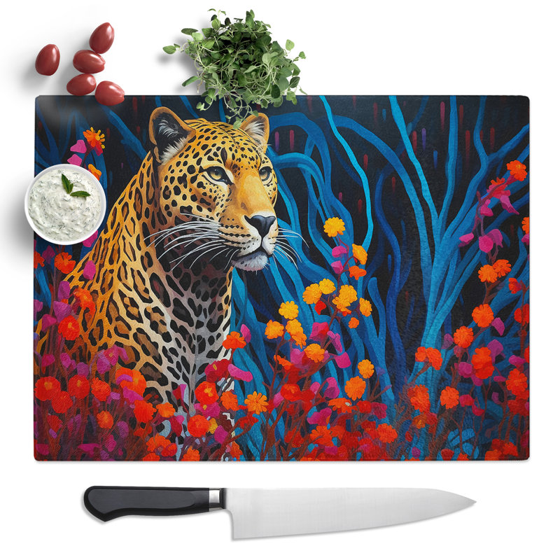 Leopard Colour Field  Glass Chopping Board