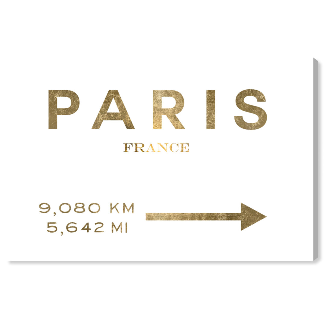 'Paris Road Sign Minimalist' Typography on Wrapped Canvas