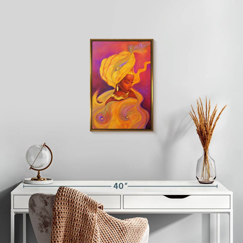 Déesse Oshun, Cadre flottant doré, 13 po x 19 po