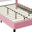 UK Single & Double Upholstered Princess Bed With LED Crown Headboard, Pink & White Velvet-199385841
