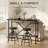 Industrial Bar Table And 2 Stools Set, Solid Pine Wood With Black Walnut Finish, Fixed Height Bar Height Table With Adjustable Stools For Kitchen, Dining Room, Home Bar & Cafe-1852049215