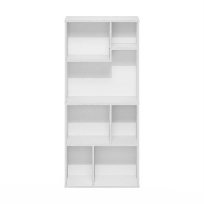 Ebern Designs Denning 7-Cube Irregular Cubes Bookcase, Bookshelf, Storage Organizer, White