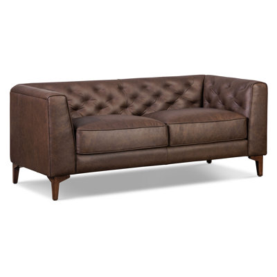 Peale 74" Genuine Leather Square Arm Sofa