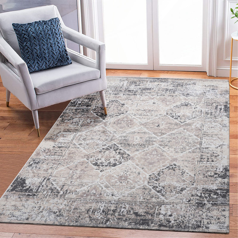 Collection Cream/Anthracite /Traditional Non-Shedding Living Room Bedroom Dining Home Office Stylish And Stain Resistant Area Rug