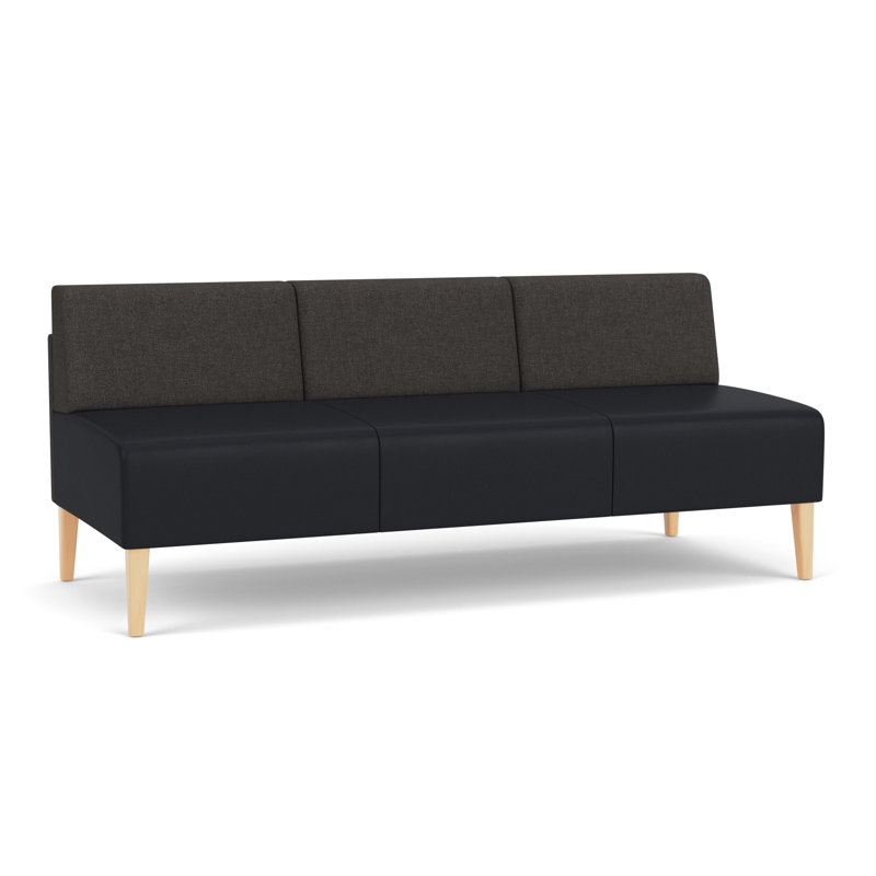 Canapé sans accoudoirs Luxe Lounge, Fumée Archetype / noir Modena, Bois naturel