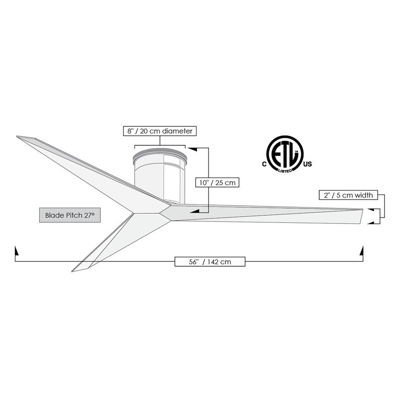Eliza Ceiling Fan, Gloss White, Gloss White