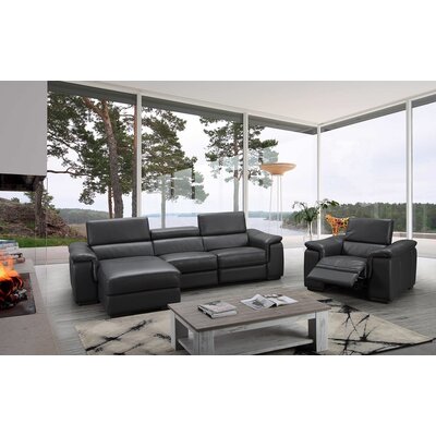 Tyrese 113"" Wide Genuine Leather Reclining Sofa & Chaise -  Orren Ellis, 3B0CD7EF388440448D4C005A38C7DB24