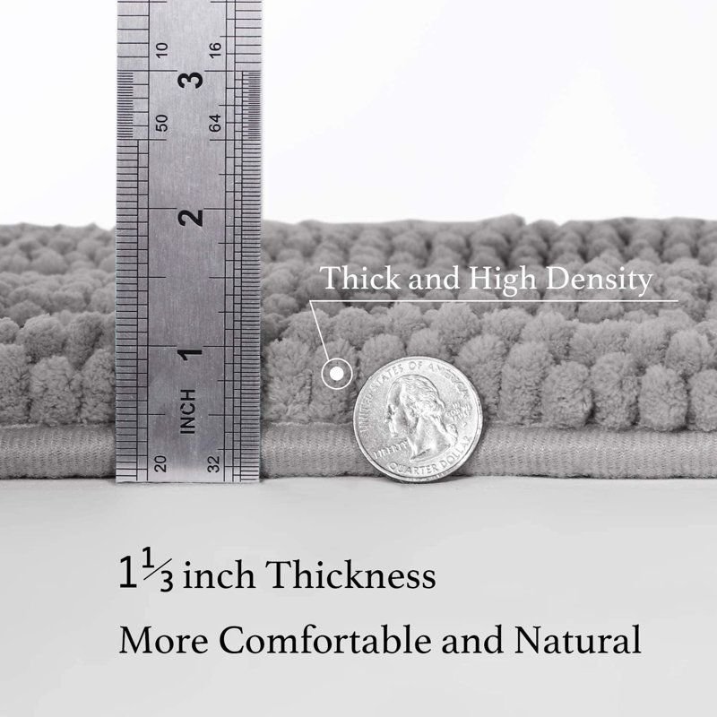 Ruhl Luxury Extra Plush Extra Soft Absorbent Chenille Bath Rugs Rubber Backing Quick Dry Machine Washable Bath Mats 2 Piece 17"x24 & 20"x32" Bath Mat Set