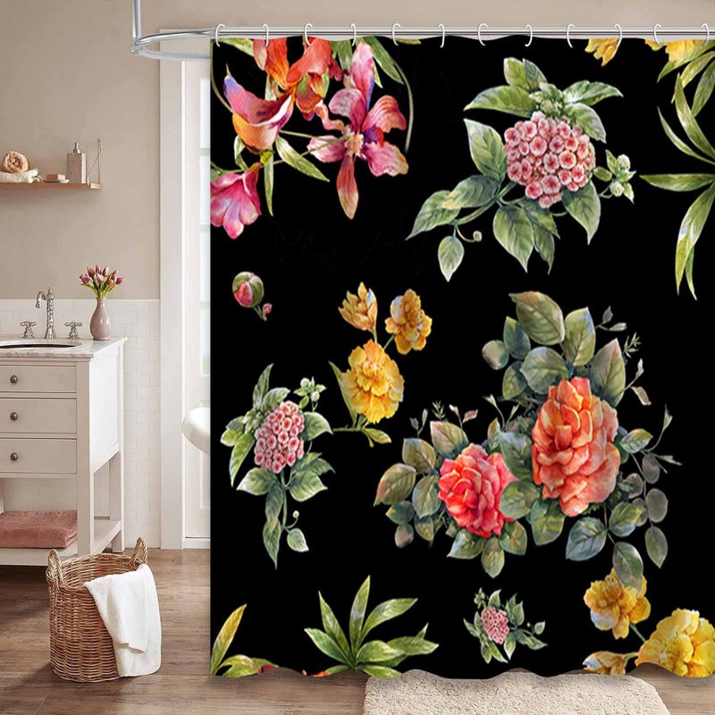 Aquarelle, feuille, fleurs, fleurs, hibiscus tropical foncé rétro avec 12 crochets, L 72 po x l 72 po