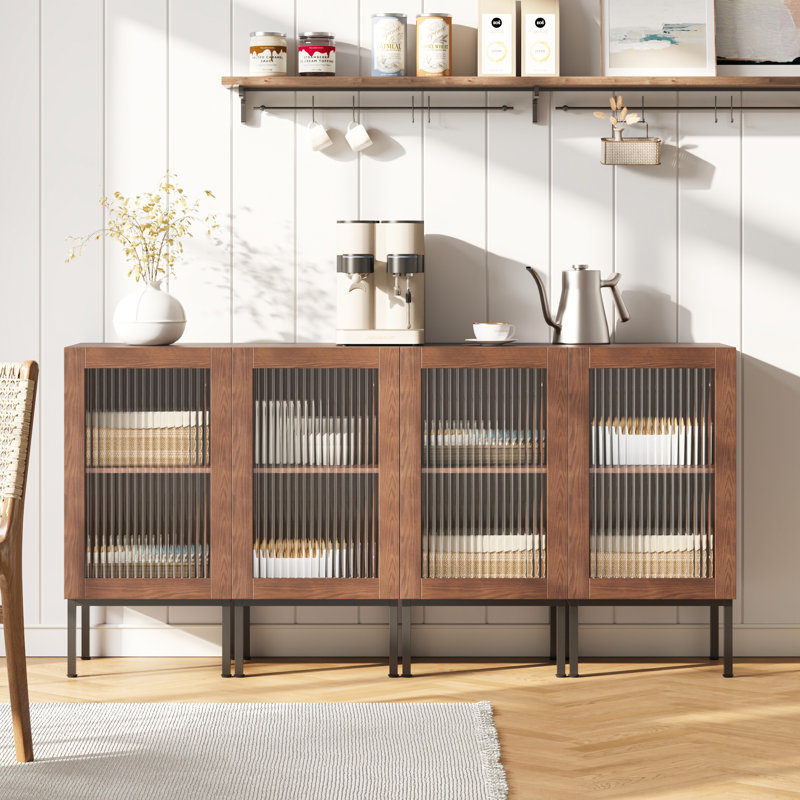 Armoire à vin avec 4 portes, Brun