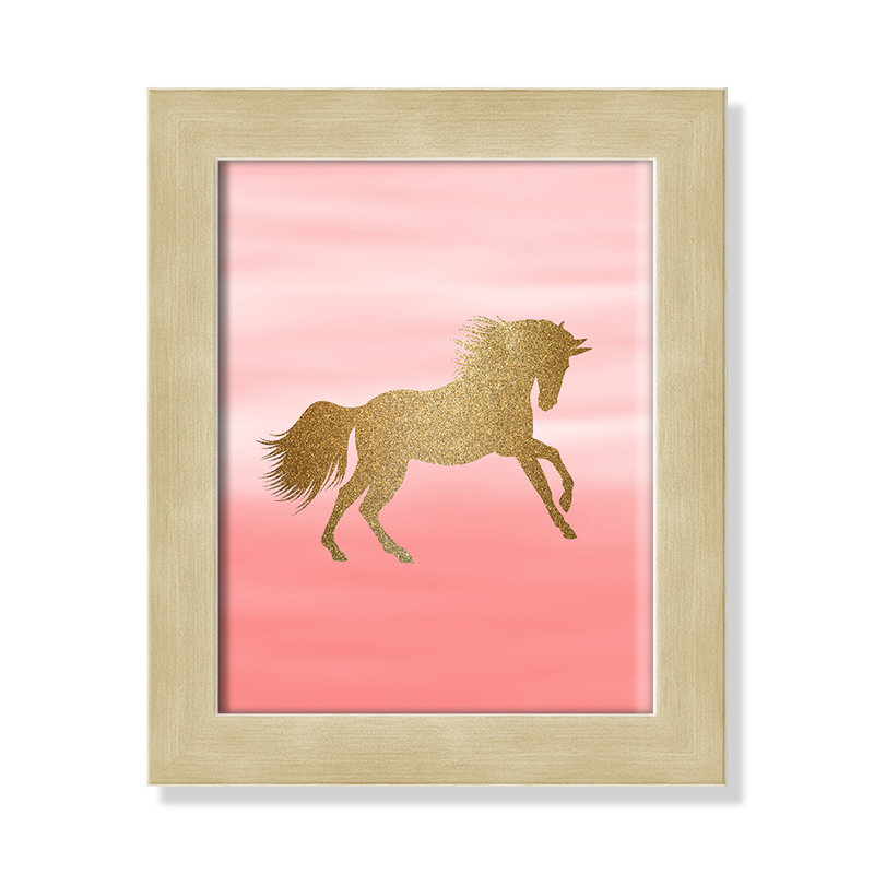 Art encadré ombré rose 1 ', H 10 po x l 8 po x P 0,6 po, Encadrement champagne